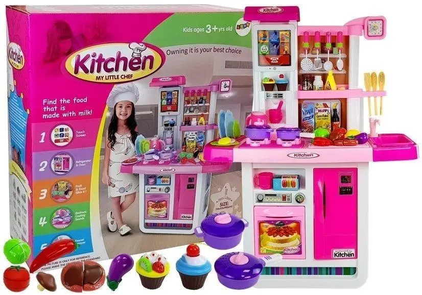 Kuchnia z akcesoriami różowa - Leantoys