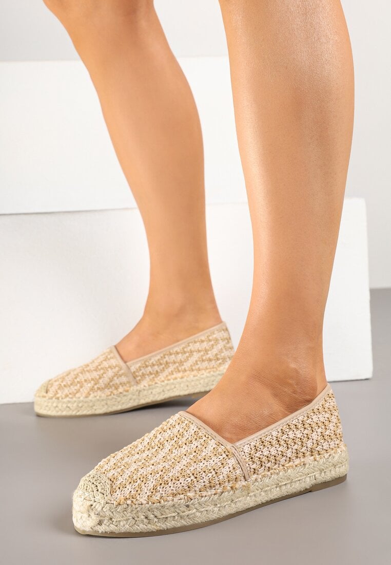 Beżowe Espadryle z Ozdobną Plecionką Nimilithae