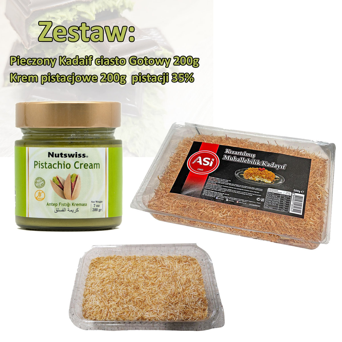 Zestaw do Dubajskiej Czekolady: smażony Kadaif i Pasta Pistacjowa