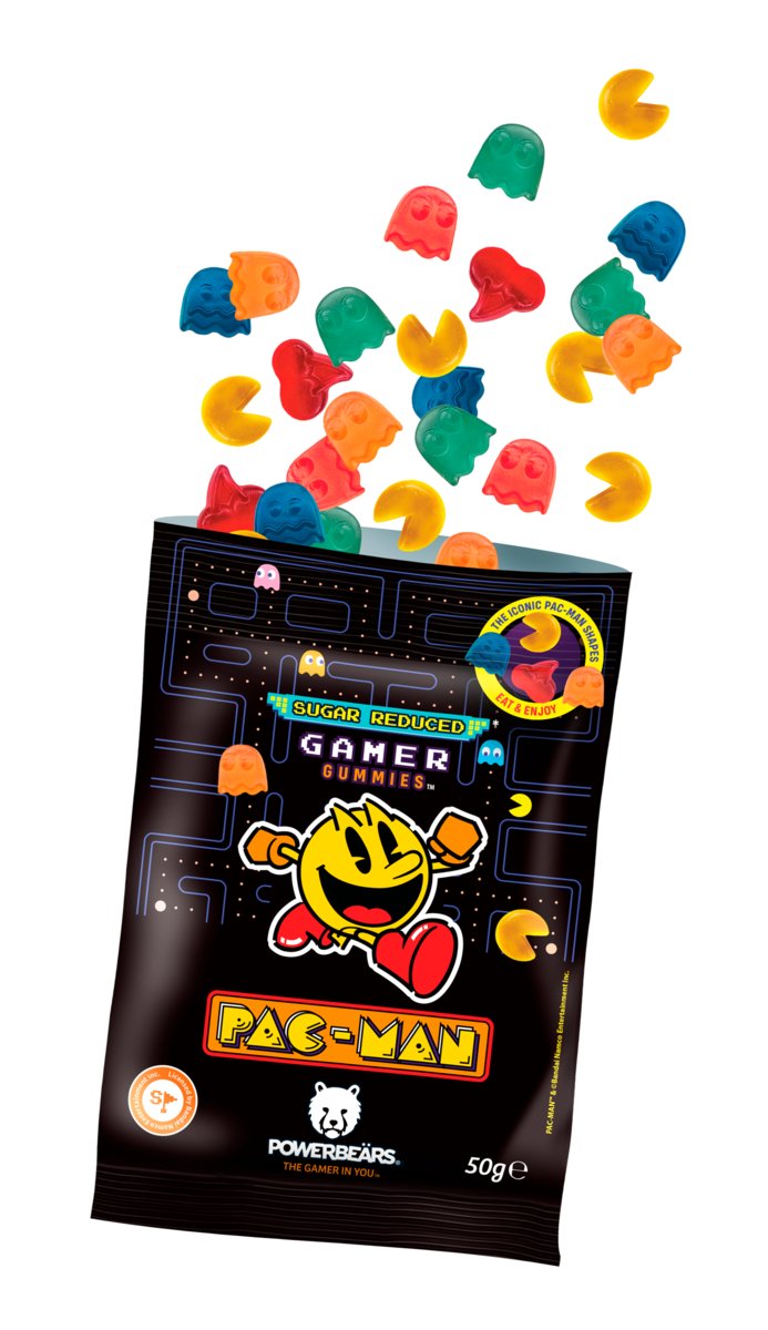 PAC-MAN OWOCOWE ŻELKI GAMER GUMMIES W KSZTAŁCIE POSTACI Z GRY 50G SUGAR REDUCED