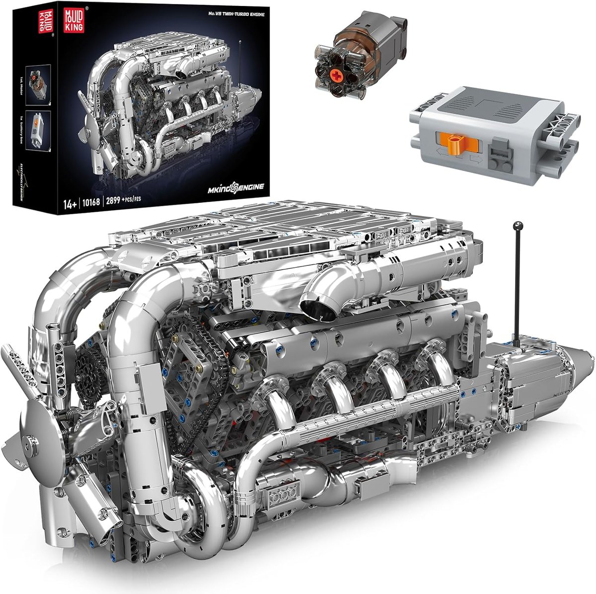 KLOCKI KONSTRUKCYJNE MOULD KING 10168 SILNIK V8 TWIN-TURBO ENGINE 2899 EL.