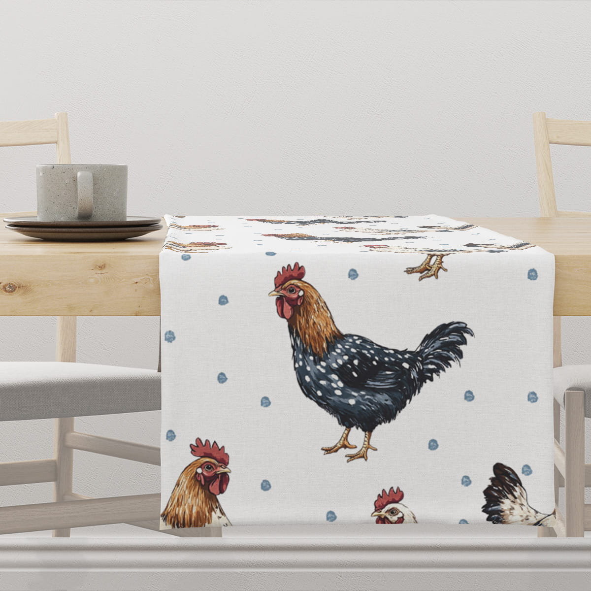 Bieżnik wiosenny SPRING wzór SP21 kury 40 x 140 cm