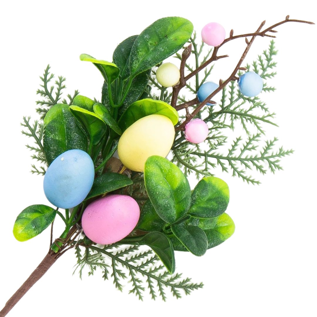 [68fz0101] Gałązka wielkanocna z kolorowymi pisankami 29cm