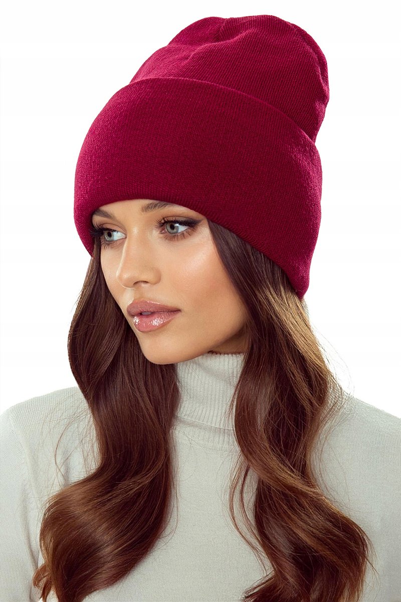 Ciepła Klasyczna Wywijana Czapka Zimowa Na Zimę Unisex Podwójna Bordowa
