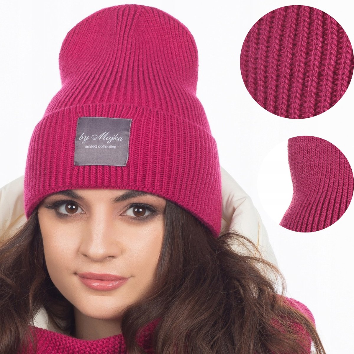 Czapka Damska Damska Zimowa CIEPŁA WYWIJANA MAJKA FUKSJA RÓŻOWA
