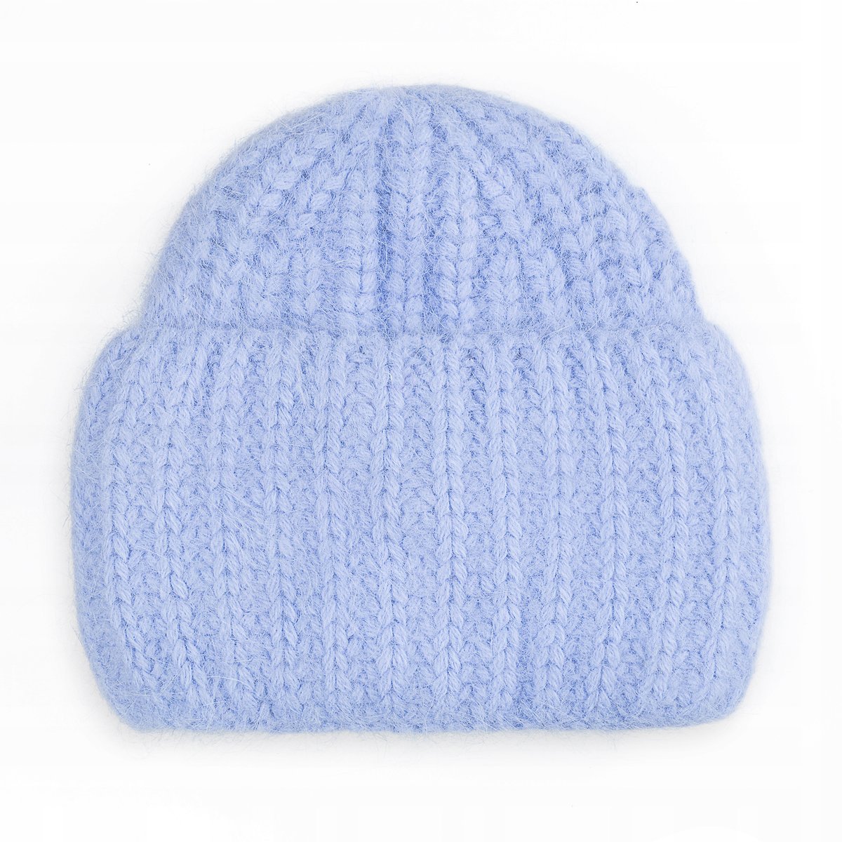 Gruba Czapka Damska Wełniana Wełna Zimowa Na Zimę 60% Angora Niebieska