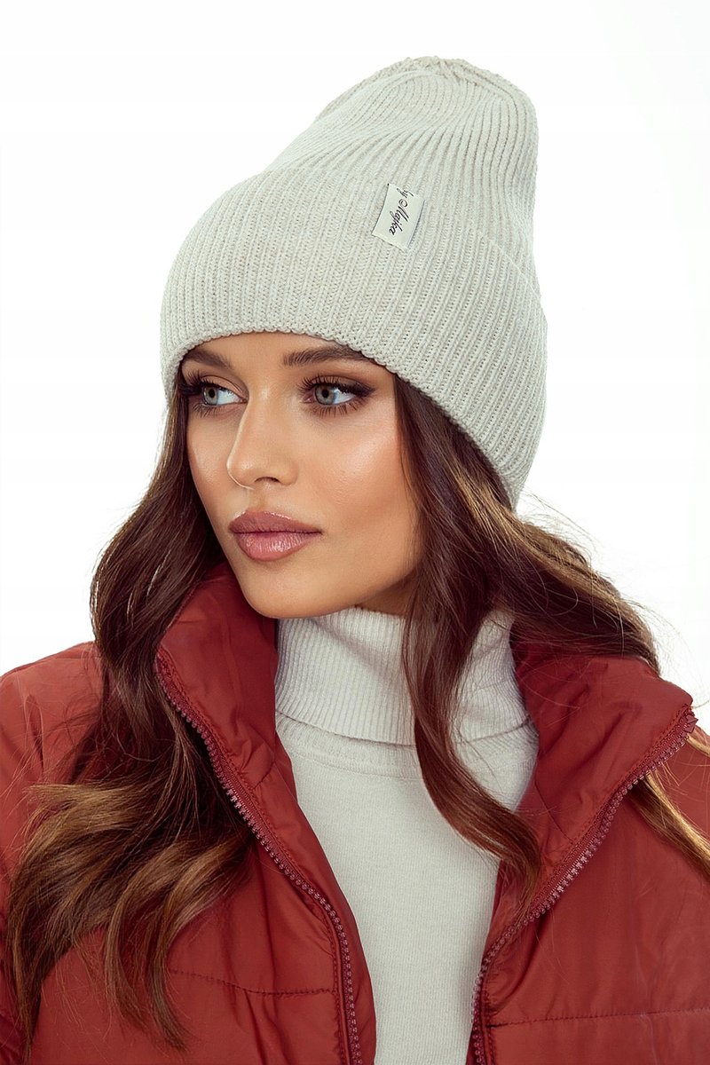 Czapka Damska Kobieca Beanie Jesienna Zimowa Polska Marka Majka Beż Beżowa