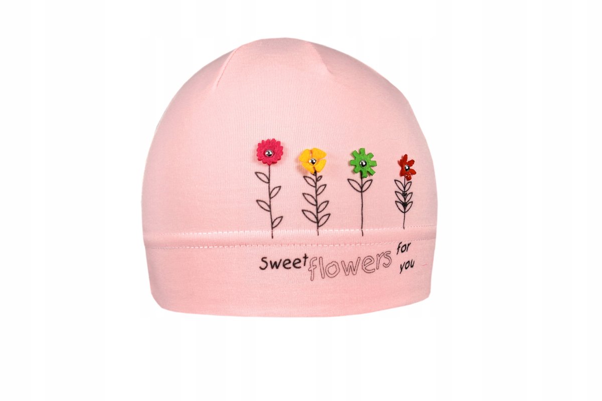 CZAPKA 38 CZAPECZKA DZIECIĘCA BAWEŁNIANA RÓŻOWA