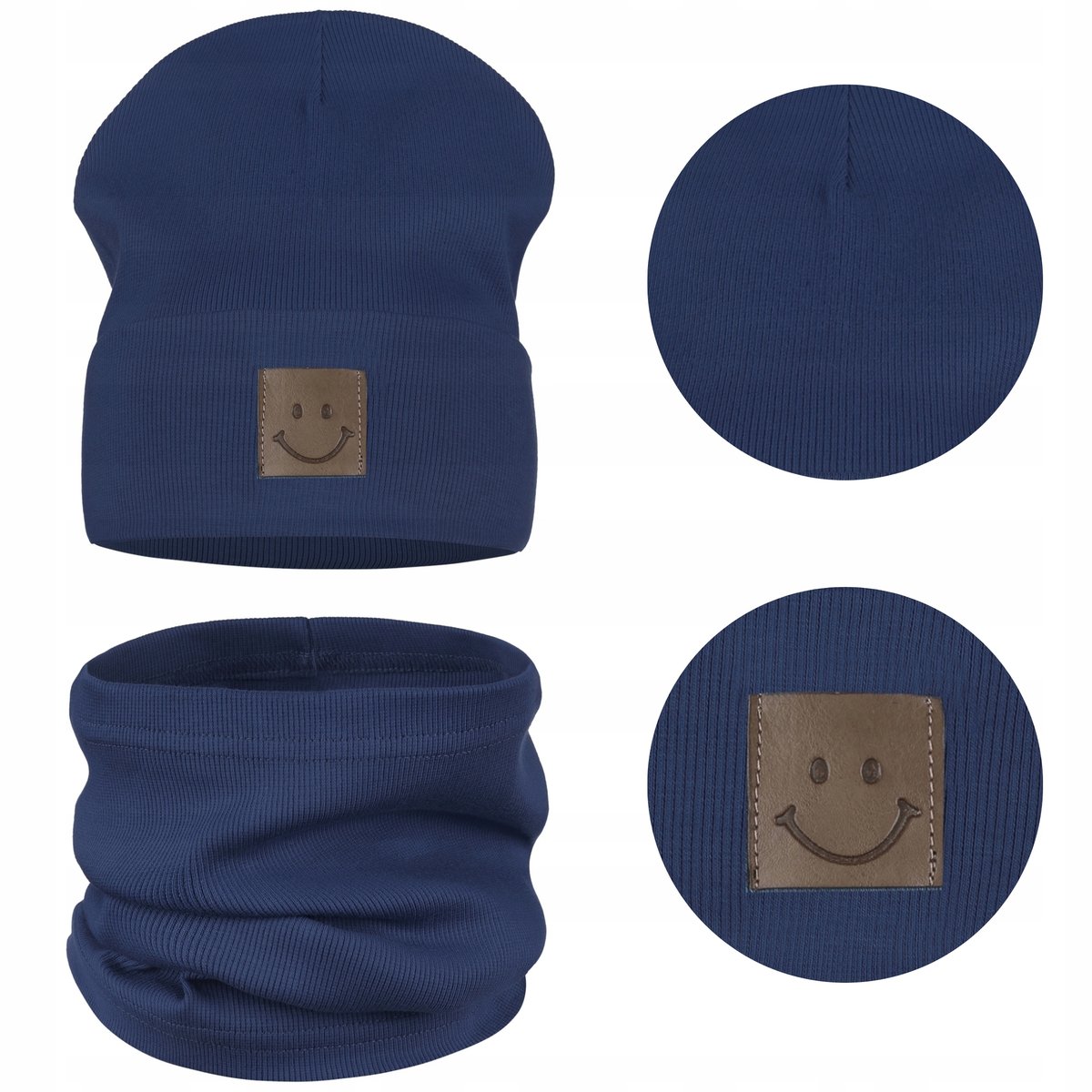 CZAPKA i KOMIN DZIECIĘCY Komplet Dziecka Zestaw BAWEŁNA 95% NIEBIESKI 40-46