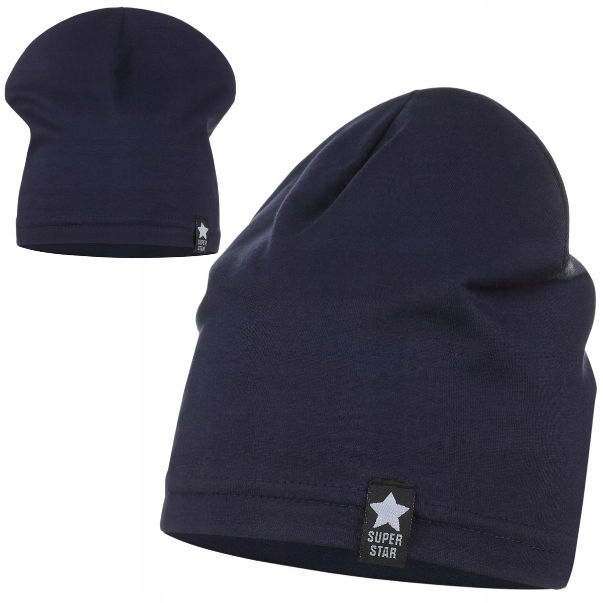 GRANATOWA CZAPKA DLA DZIECKA DZIEWCZYNKI CHŁOPCA BAWEŁNA 92% 46-50cm MAJKA