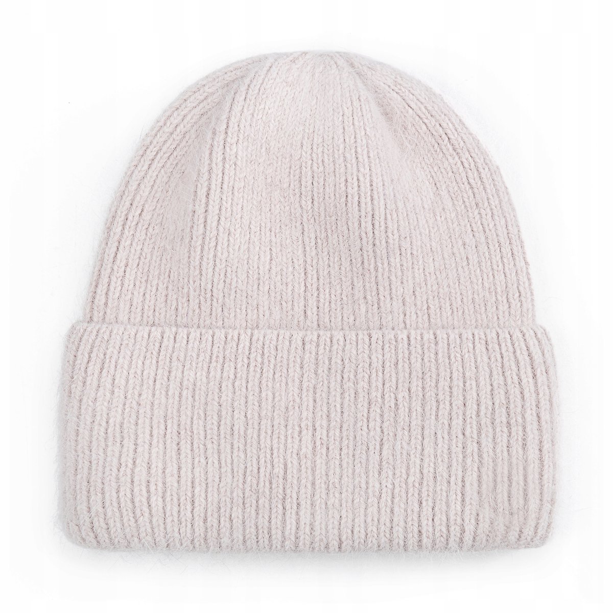 STYLOWA DAMSKA CZAPKA WEŁNIANA WEŁNA ZIMOWA NA ZIMĘ 60% Angora BEŻOWA