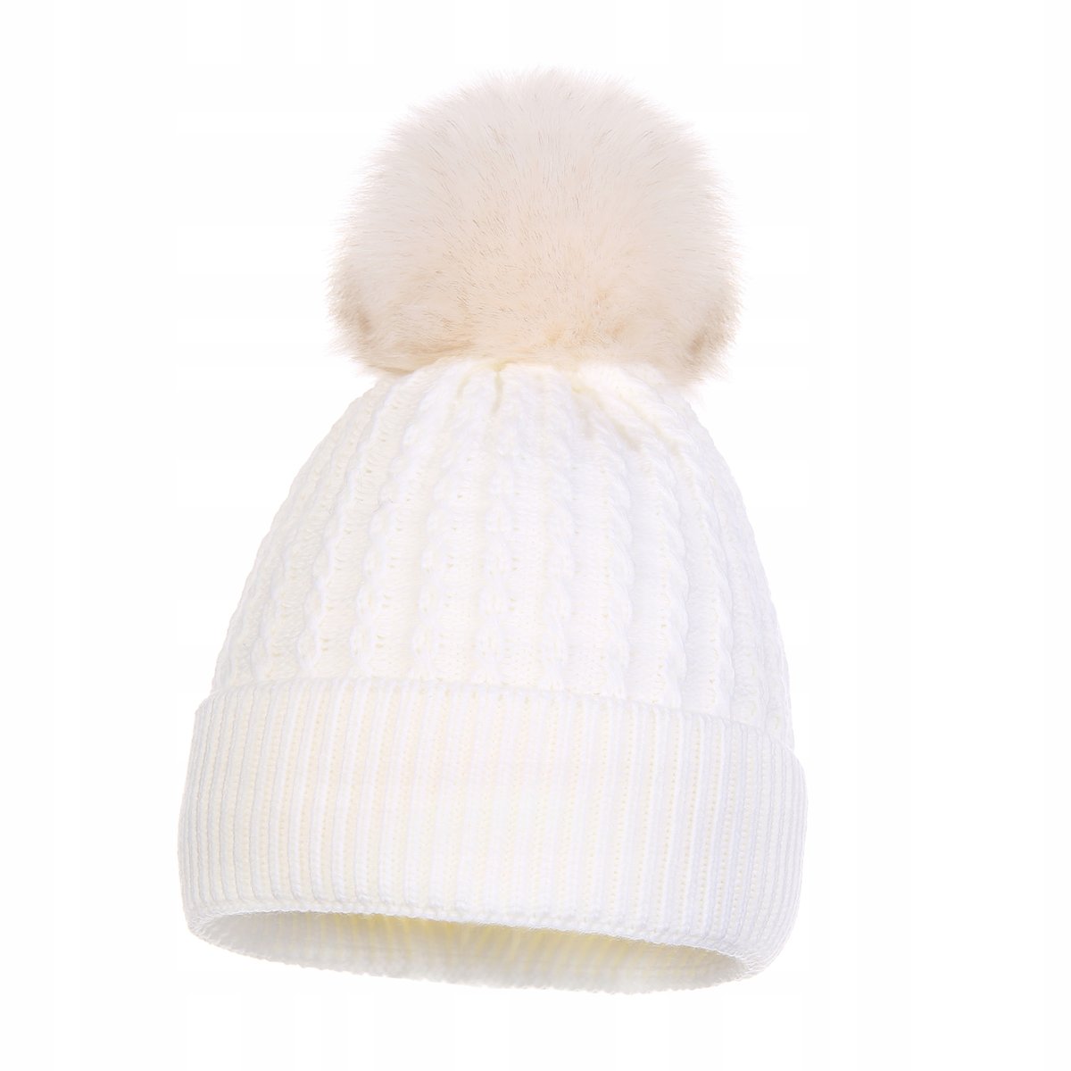 Ciepła Czapka Damska Jesienno Zimowa Z Pomponem