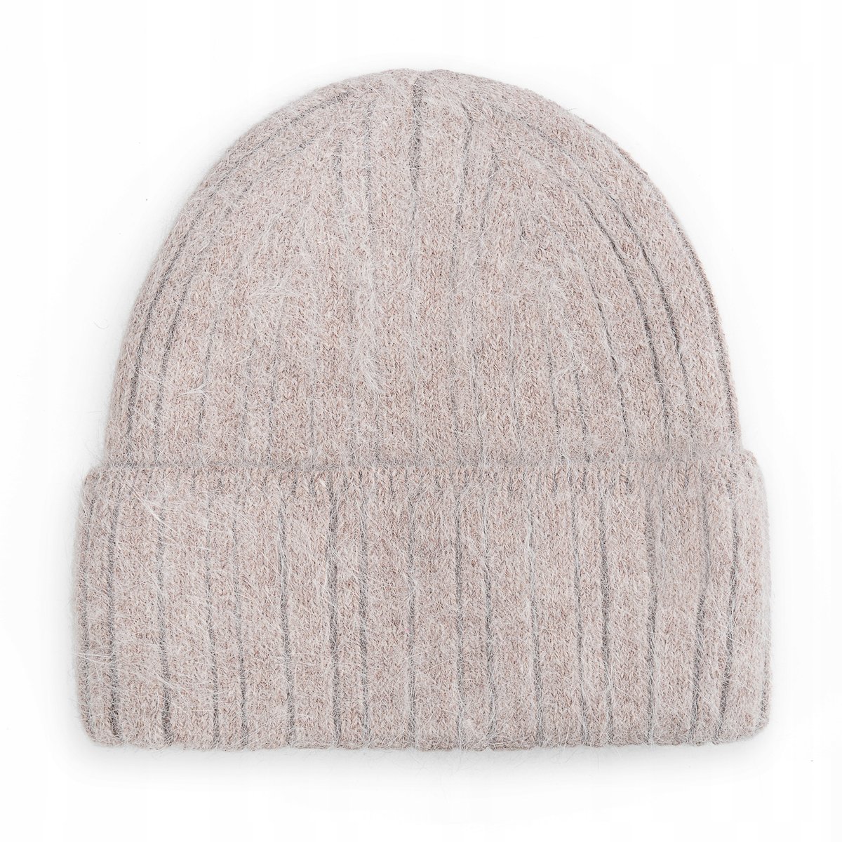 CIEPŁA CZAPKA DAMSKA WEŁNIANA OCIEPLANA ZIMOWA NA ZIMĘ 60% Angora BEŻOWA