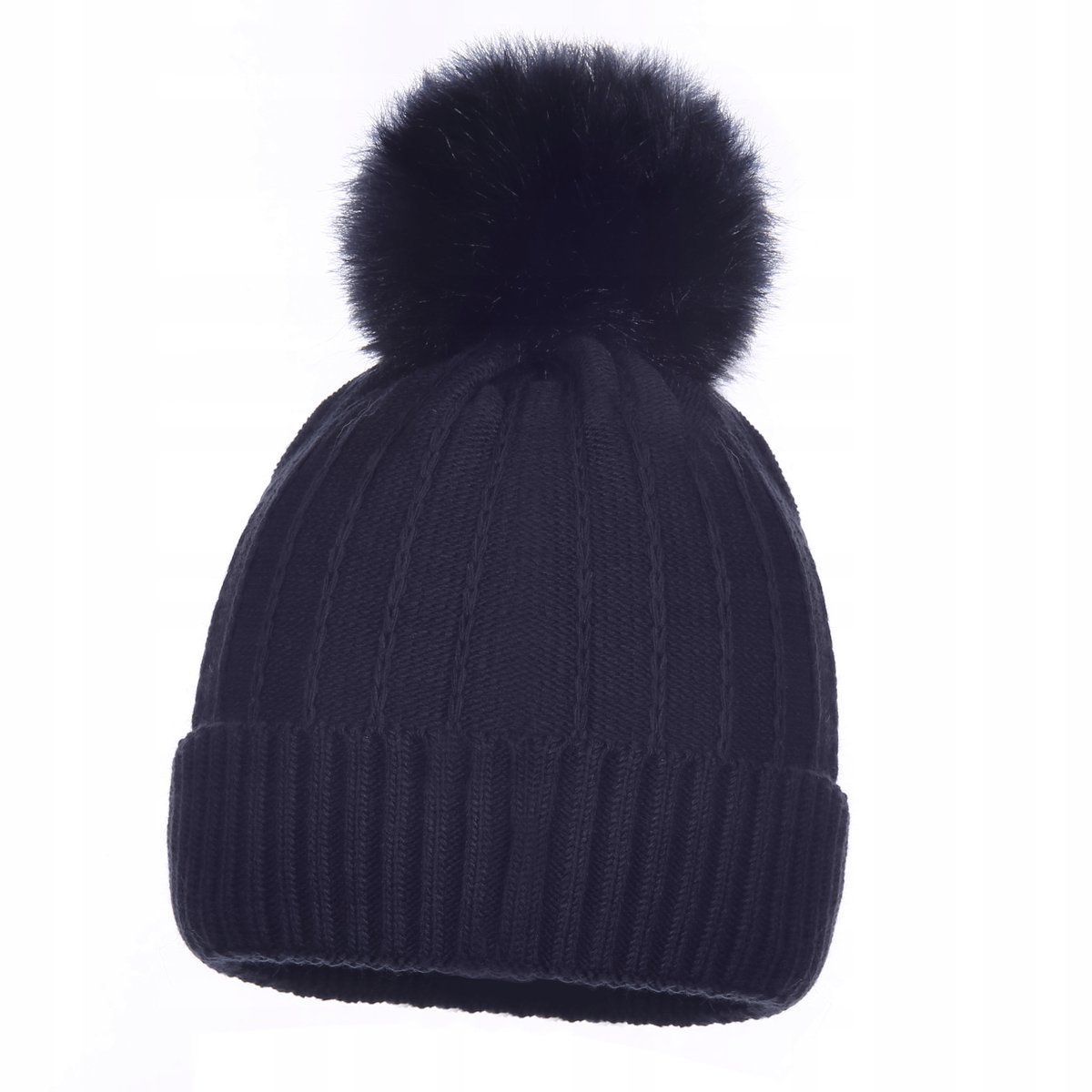 Czapka Zimowa Z Pomponem Beanie Hat Damska