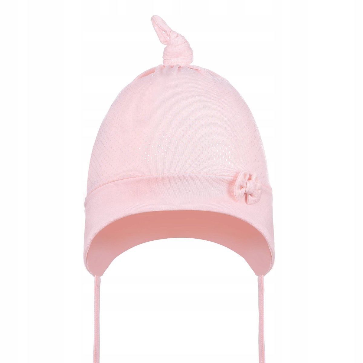 CZAPKA NIEMOWLĘCA DZIECIĘCA WIĄZANA Z KOKARDKĄ BAWEŁNIANA RÓŻOWA roz. 38