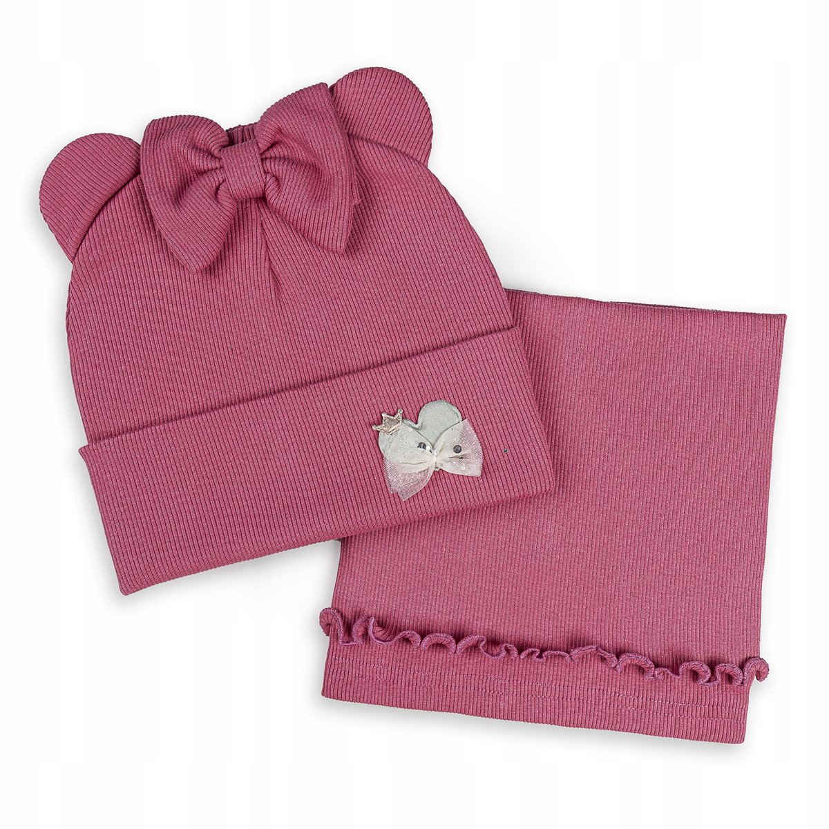 KOMPLET WIOSENNY JESIENNY CZAPKA + KOMIN DLA DZIEWCZYNKI PODWÓJNY 44-46