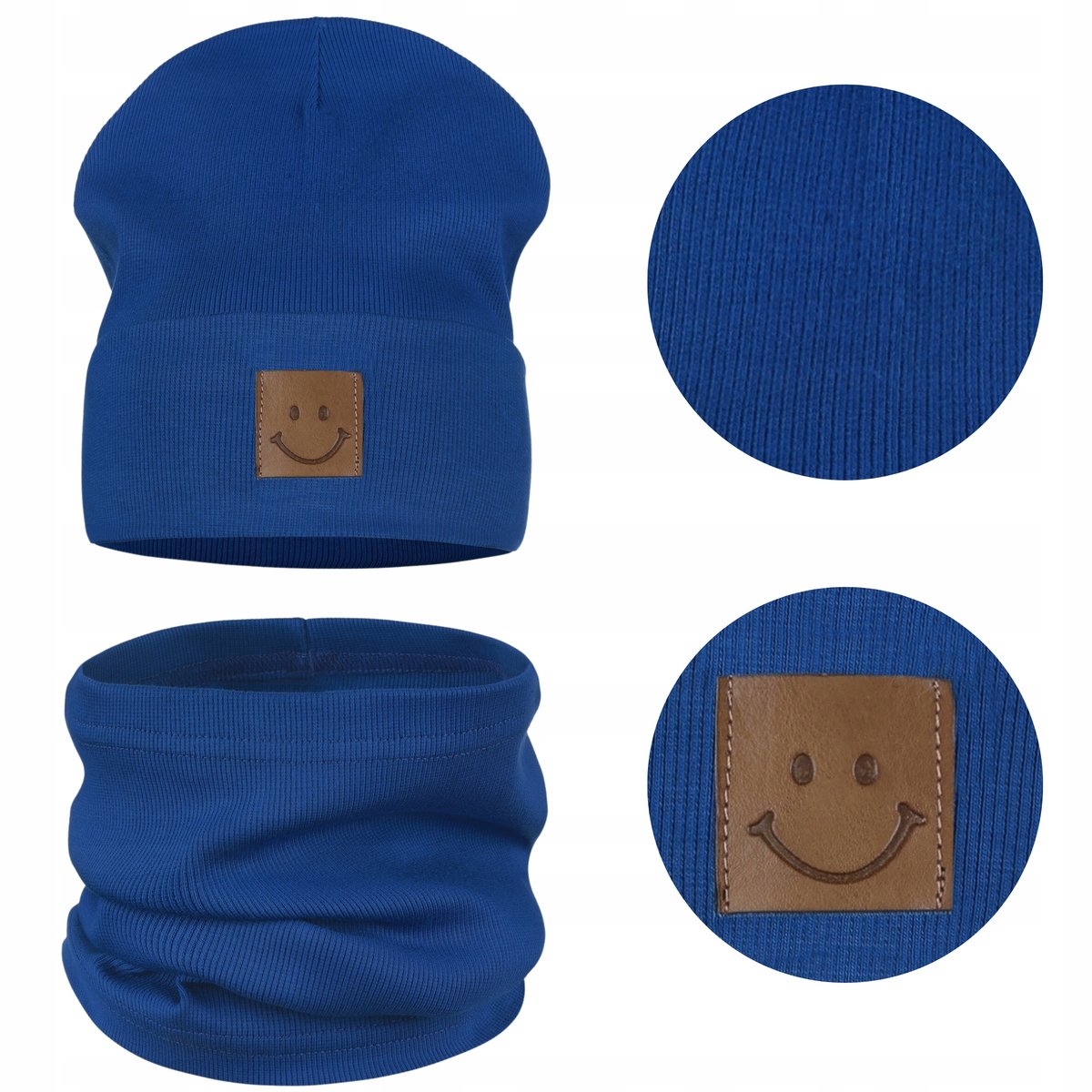 CZAPKA i KOMIN DZIECIĘCY Komplet Zestaw Dziecka BAWEŁNA 95% 40-46 NIEBIESKI