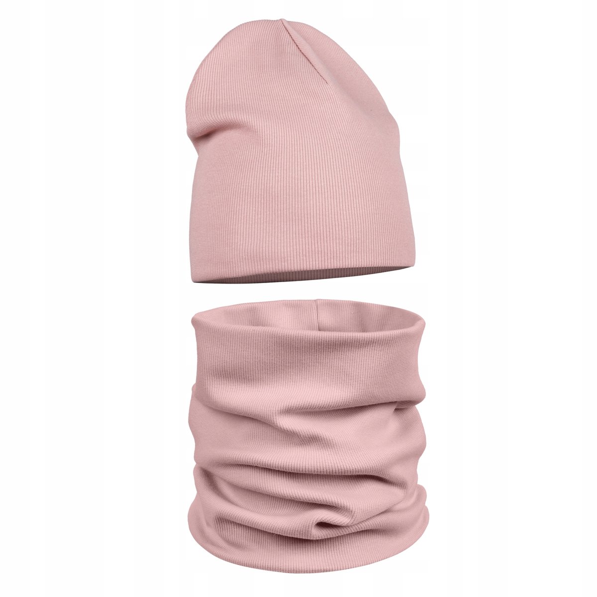 KOMPLET PRZEJŚCIOWY WIOSENNY JESIENNY CZAPKA + KOMIN PRĄŻEK BAWEŁNA 54/60