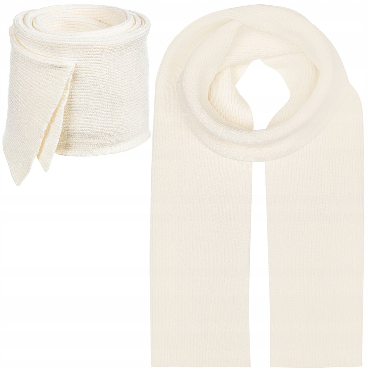 SZAL SZALIK Damski Zimowy Jesienny ECRU BEŻ BEŻOWY 180x30 cm