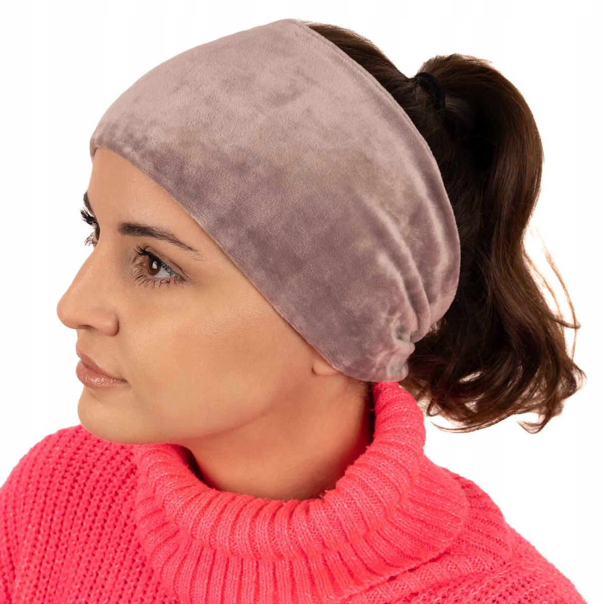 OPASKA DAMSKA TURBAN NA GŁOWĘ NA USZY DO WŁOSÓW WELUROWA NA JESIEŃ ZIMĘ