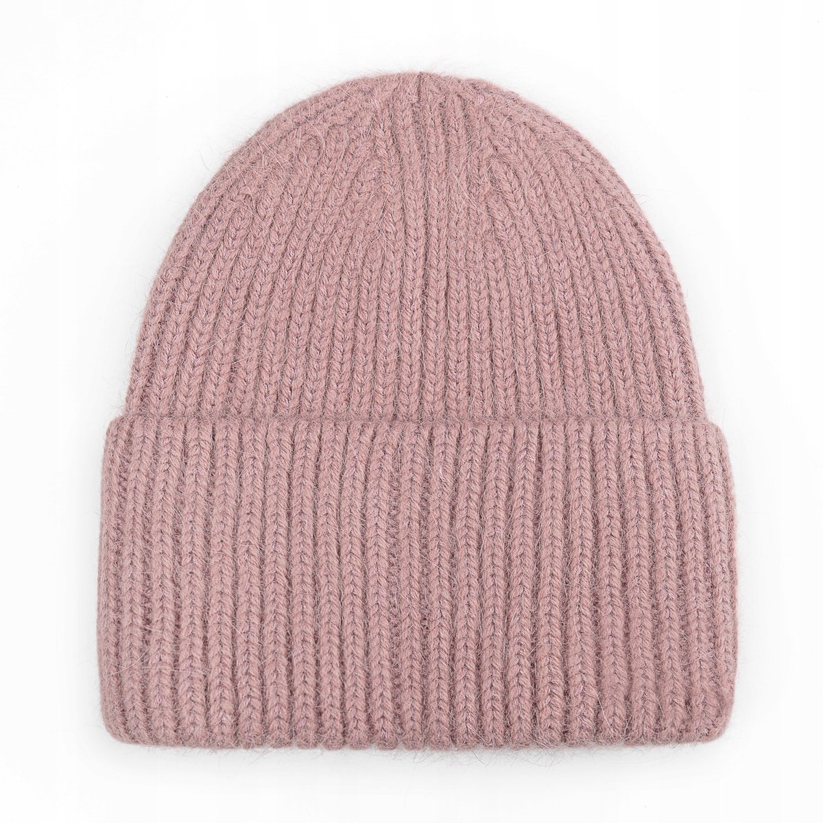 CZAPKA BEANIE DAMSKA WEŁNIANA WEŁNA ZIMOWA NA ZIMĘ 60% Angora RÓŻOWA