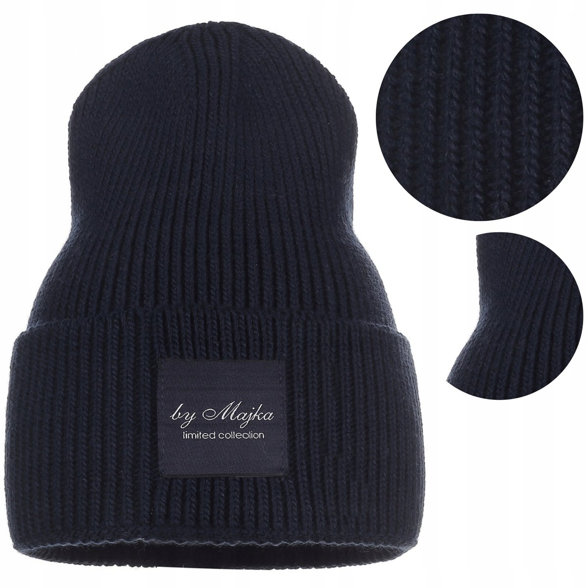 Czapka Damska Damska Zimowa CIEPŁA WYWIJANA MAJKA GRANATOWA GRANAT