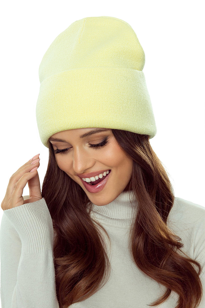 Ciepła Klasyczna Wywijana Czapka Zimowa Na Zimę Unisex Podwójna Żółta