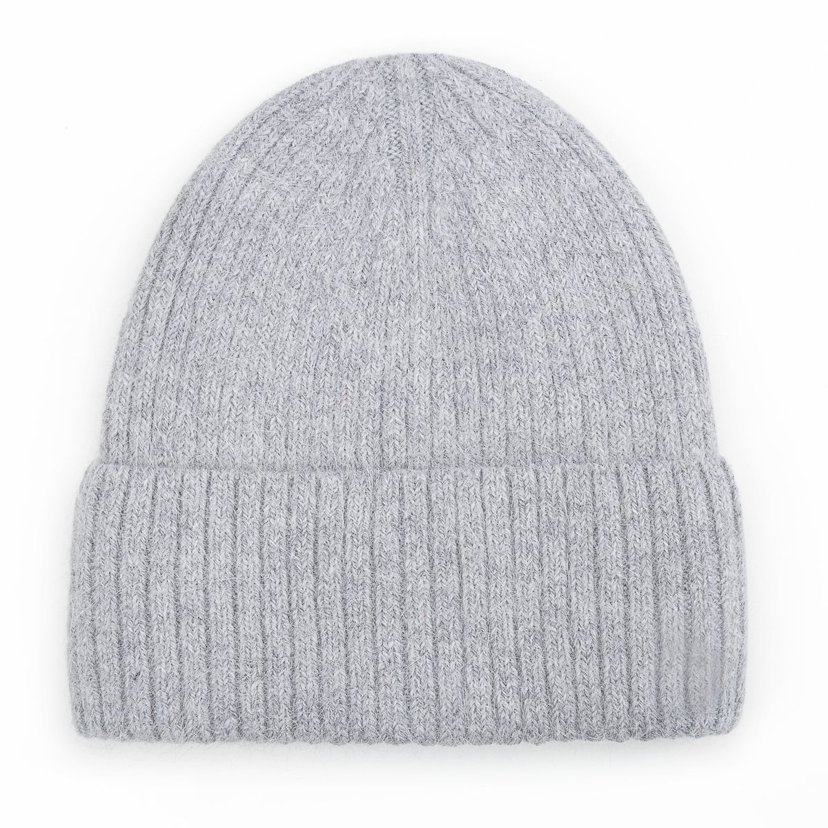 Damska Elegancka Czapka Wełniana Wełna Zimowa Na Zimę 60% Angora Szara