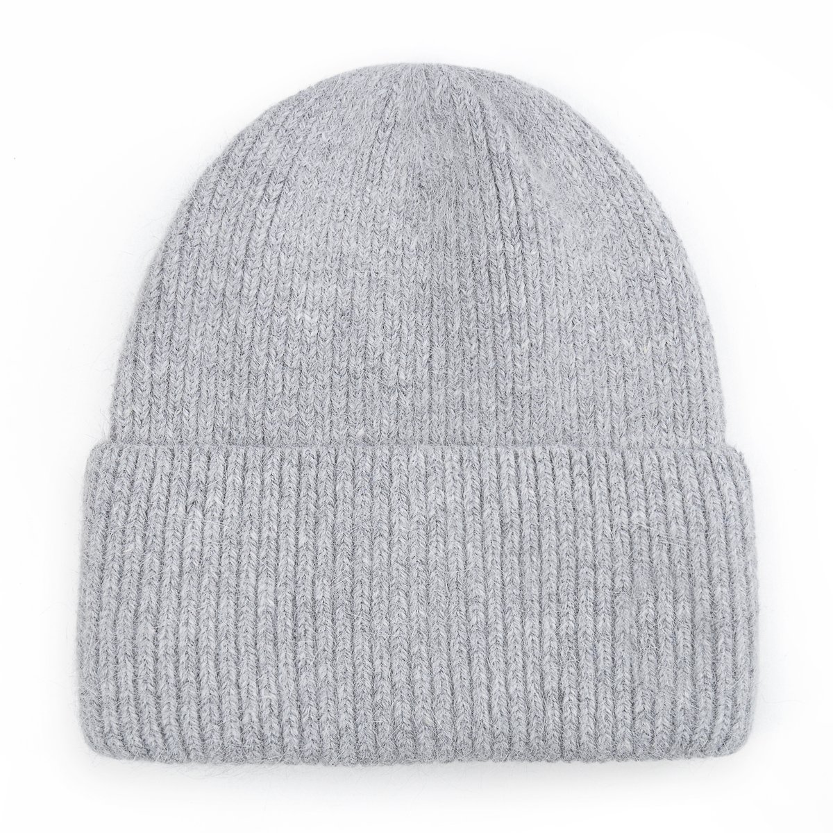 STYLOWA DAMSKA CZAPKA WEŁNIANA WEŁNA ZIMOWA NA ZIMĘ 60% Angora SZARA