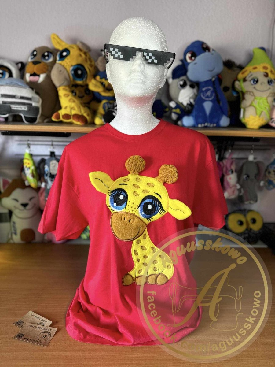 T-shirt z aplikacją haftowaną polarową ŻYRAFA rozm. M