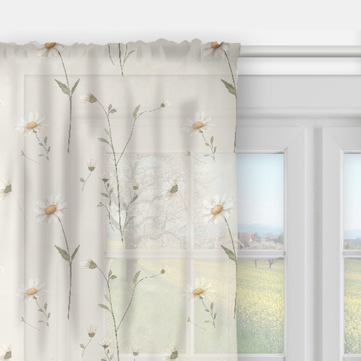 Firana SPRING wzór SP25 stokrotki 140 x 280 cm