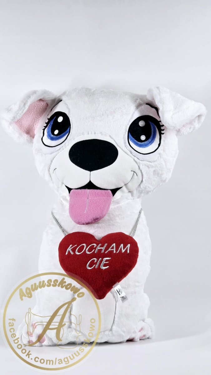 Haftowana 70 cm Duża Maskotka Pies Personalizacja