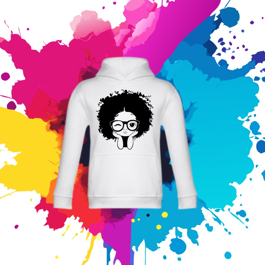 Bluza dziecięca typu kangurka z kapturem w kolorze białym z nadrukiem Sweet girl 8 lat