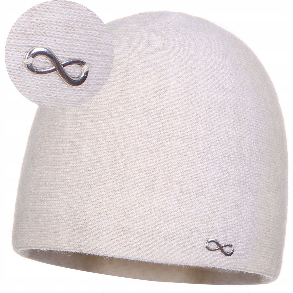 Klasyczna Czapka Damska Podwójna Elegancka Jesienno Zimowa Beżowa