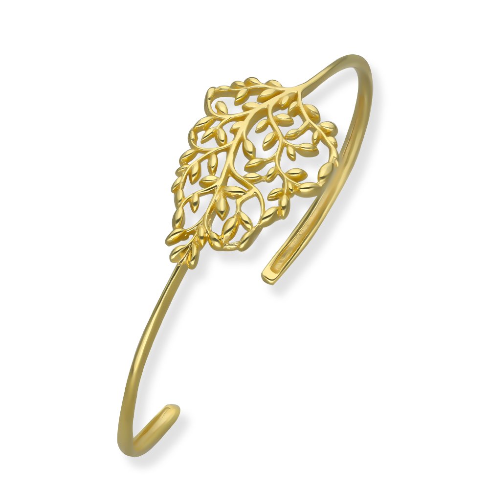 Bransoleta srebrna pozłacana gałązki-sztywna