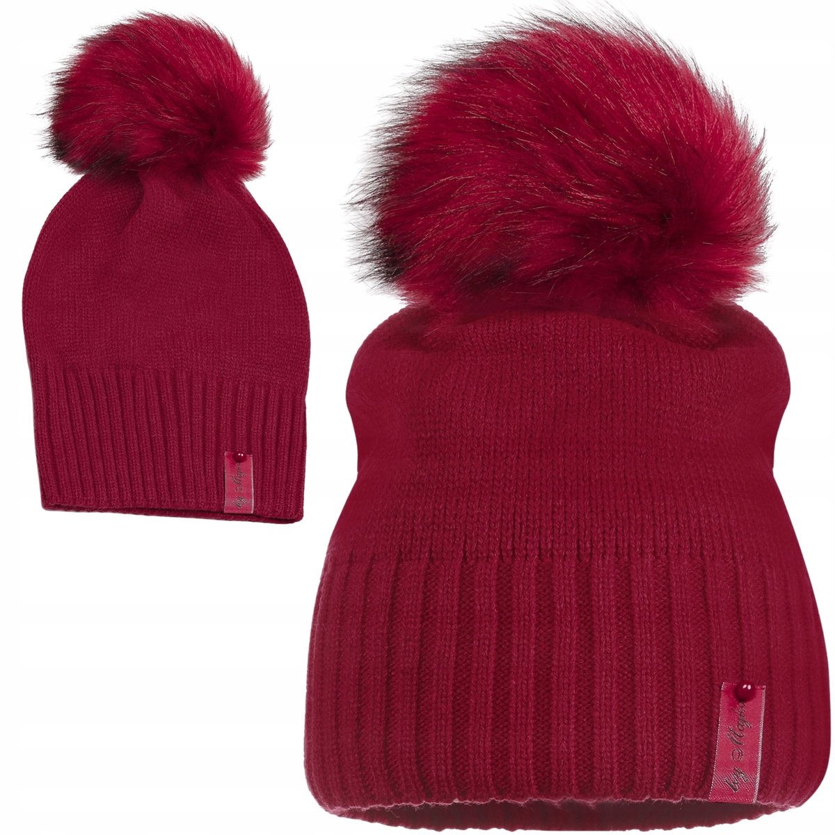 BORDOWA Czapka Damska z Pomponem Jesienna Zimowa CIEPŁA POLSKA MARKA MAJKA