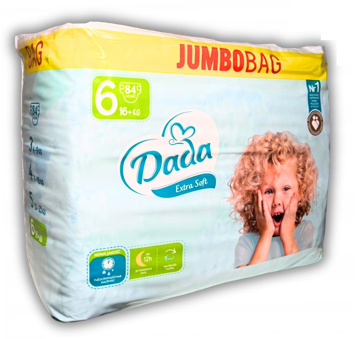 Pieluchy Dada Extra Soft Jumbo Rozmiar 6 Pieluszki 84 sztuki