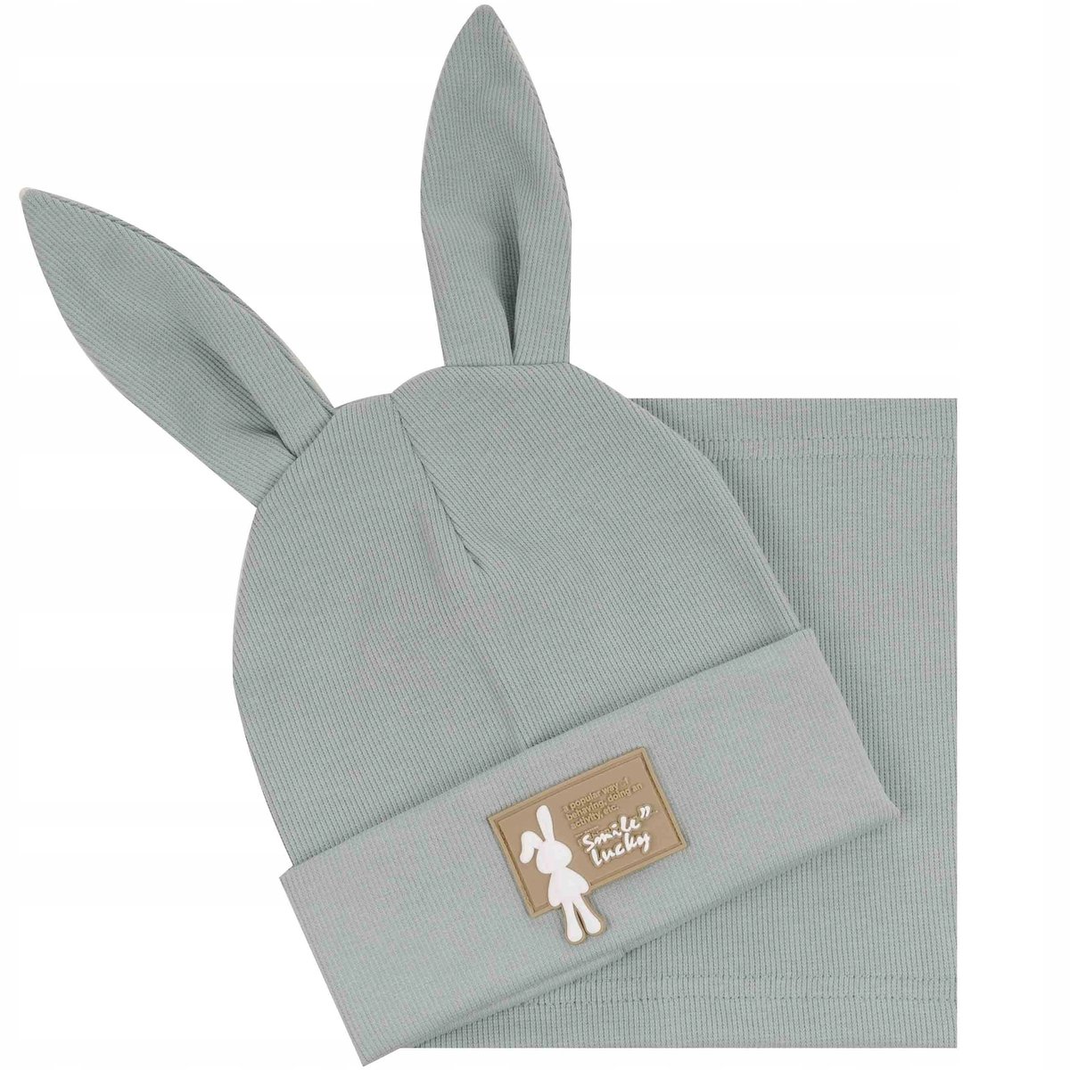 LETNI WIOSENNY DZIECIĘCY KOMPLET CZAPKA Z USZAMI + KOMIN TUBA 40-44