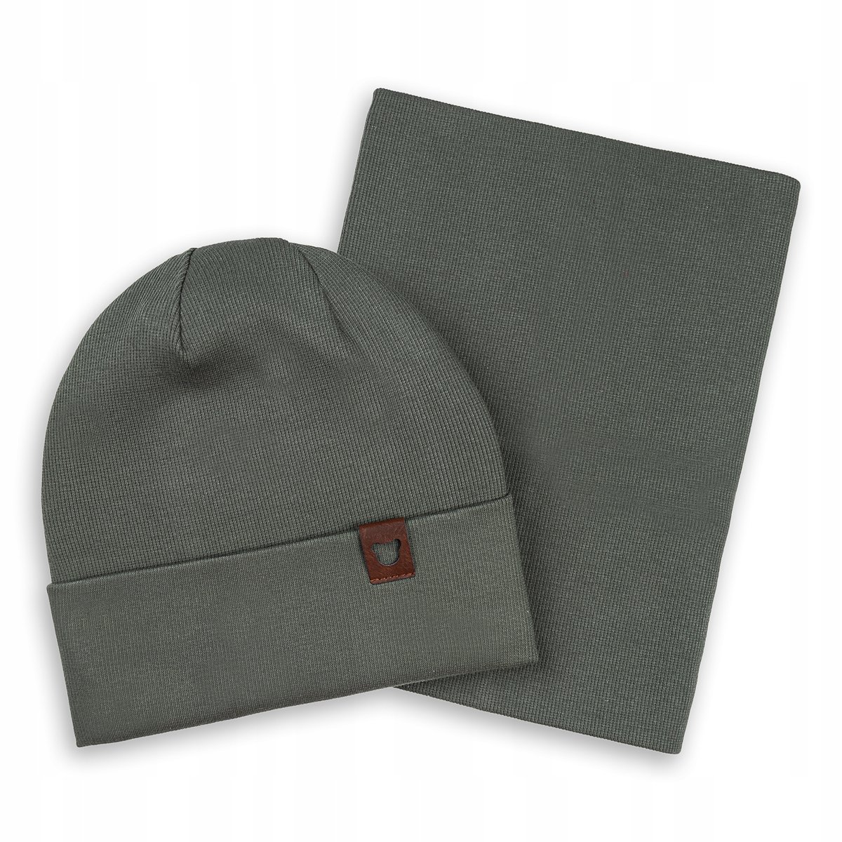 KOMPLET DZIECIĘCY ZIMOWY JESIENNY CZAPKA ZIMOWA + KOMIN PRĄŻEK POLAR 40-46