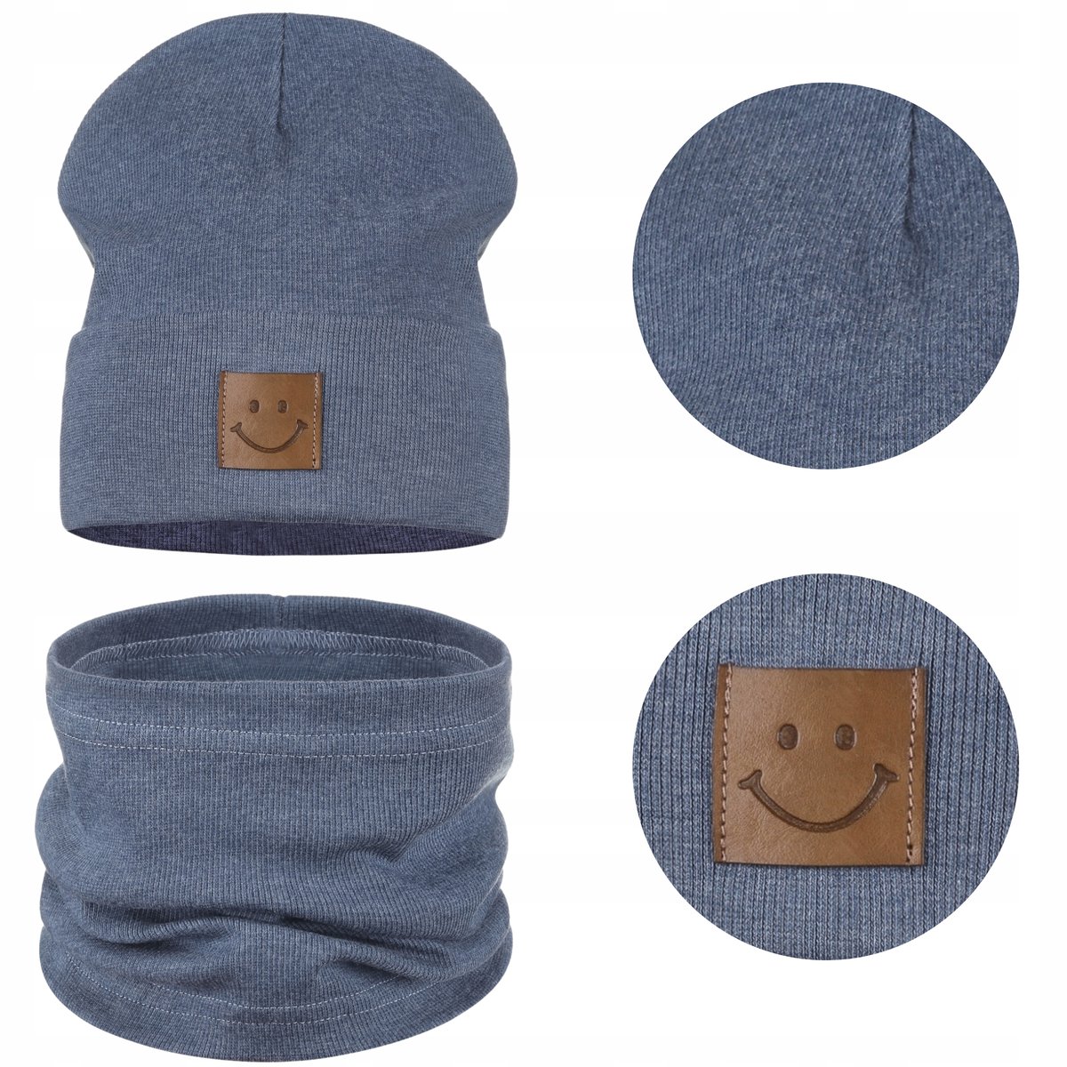 CZAPKA i KOMIN DZIECIĘCY Komplet Dziecka Zestaw BAWEŁNA 95% NIEBIESKI 48-52