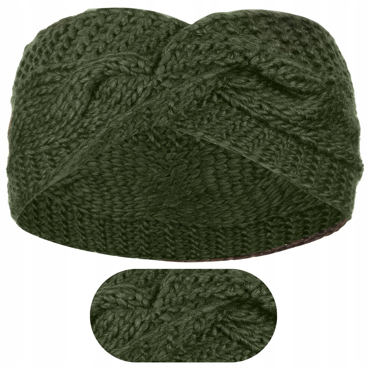 OPASKA DAMSKA ZIMOWA JESIENNA PLECIONA 11cm Polska Marka MAJKA ZIELONA