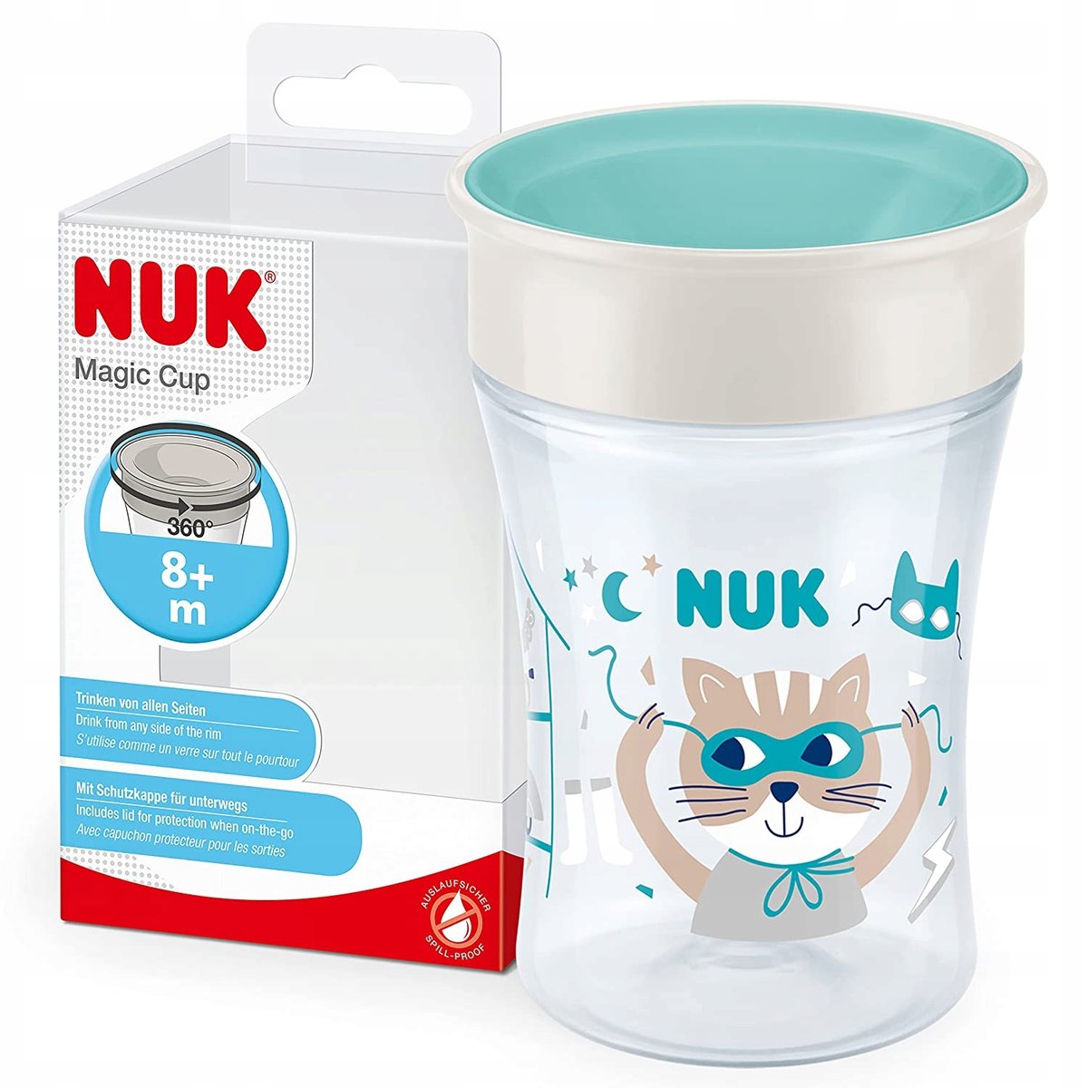 Kubek Nuk Magic Cup 230 Ml Z Ustnikiem 360° Dla Dzieci 8M+ - Turkusowy Box8