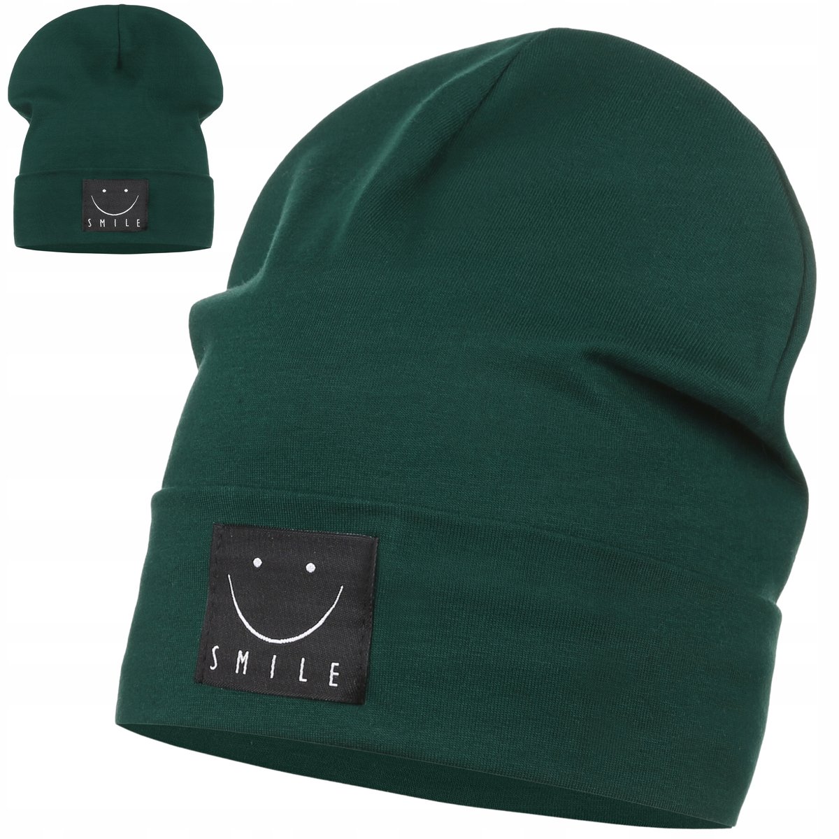 ZIELONA CZAPKA DZIECIĘCA CHŁOPCA DZIEWCZYNKI BAWEŁNIANA JESIENNA 40-46