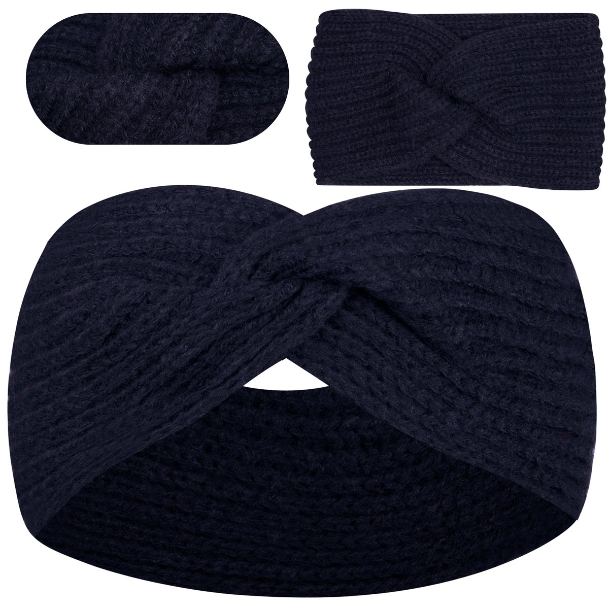 OPASKA DAMSKA ZIMOWA JESIENNA PLECIONA 15cm Polska Marka MAJKA GRANATOWA