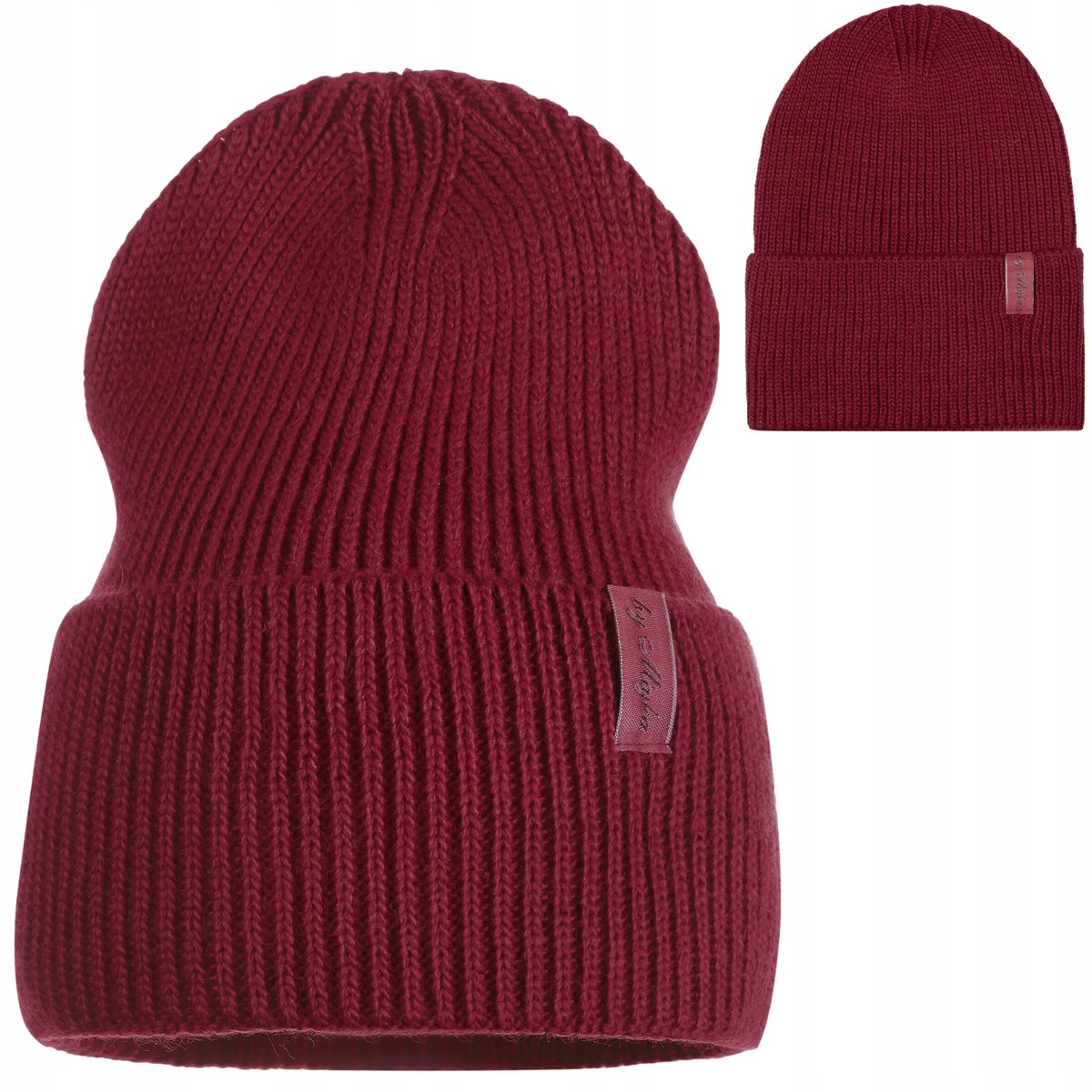 Czapka Damska Kobieca Beanie Jesienna Zimowa Polska Marka Majka Bordowa