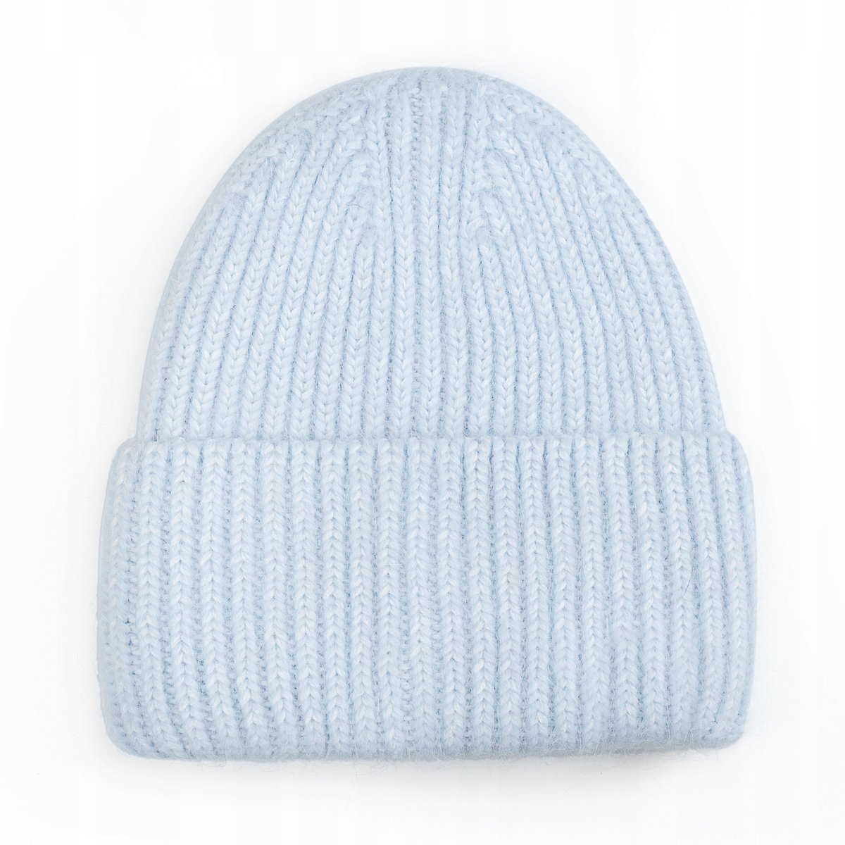 Czapka Beanie Damska Wełniana Wełna Zimowa Na Zimę 60% Angora Niebieska