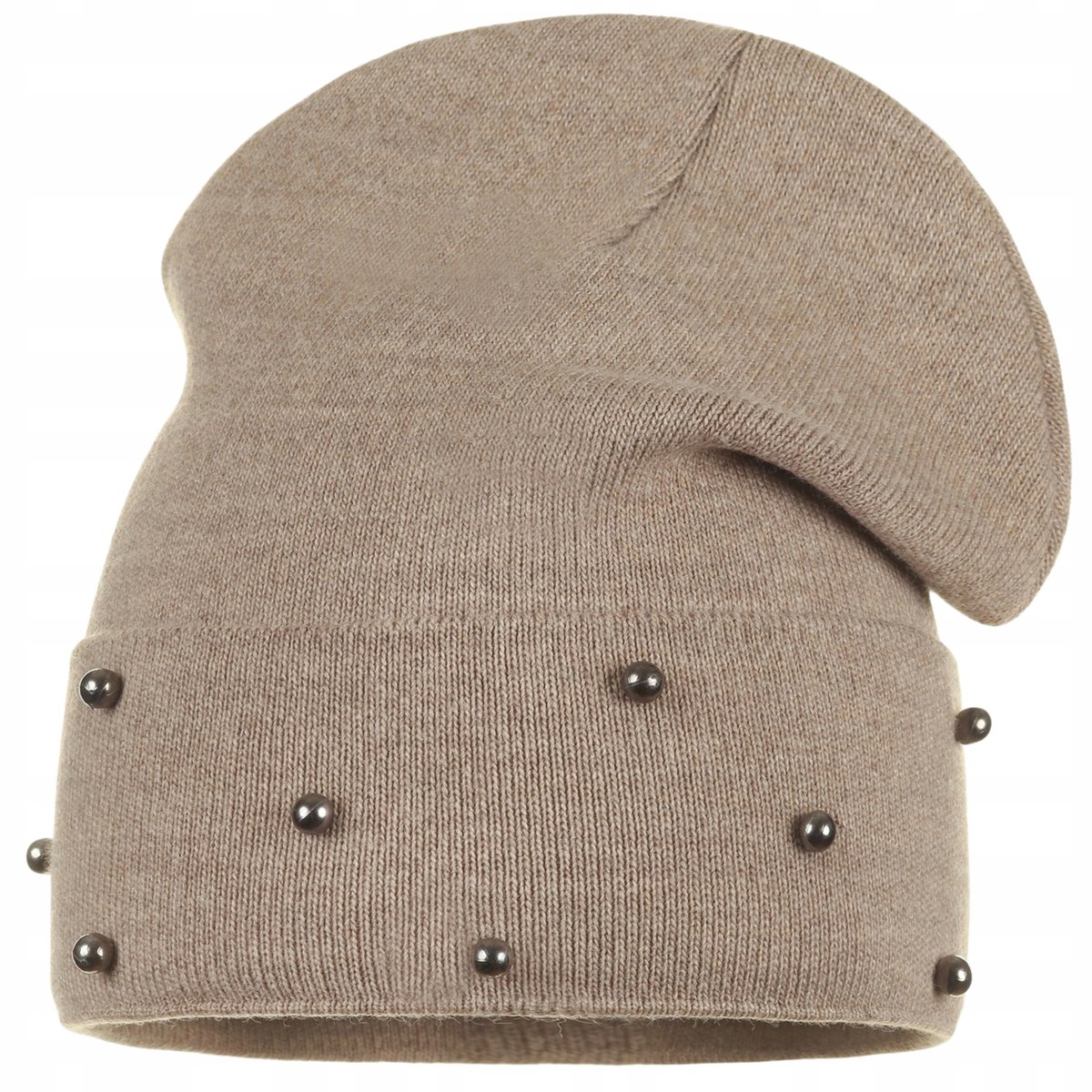 Beżowa Czapka Damska Beanie Futrzana Jesienno Zimowa Polska Marka Majka