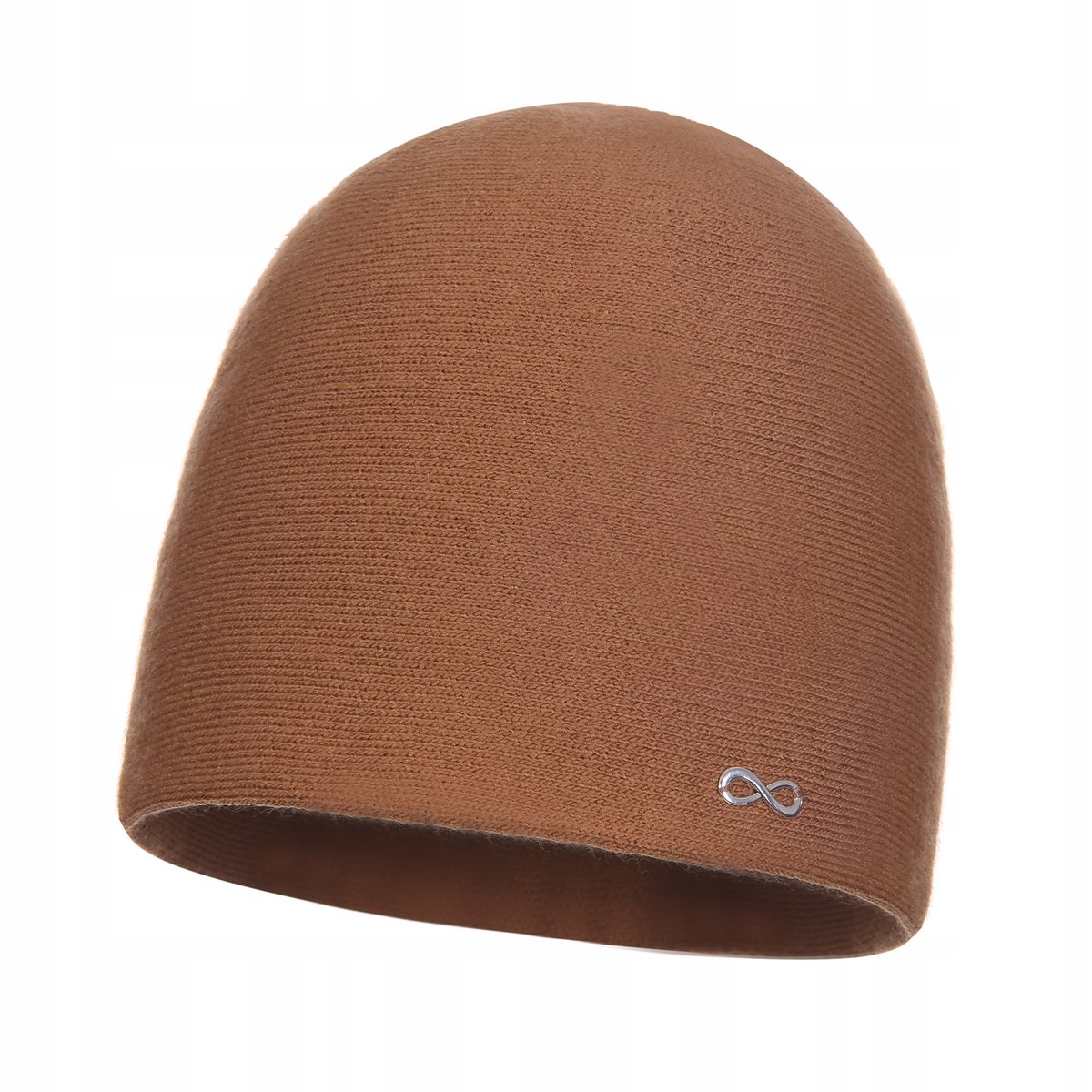 Klasyczna Czapka Damska Podwójna Elegancka Jesienno Zimowa Karmelowa