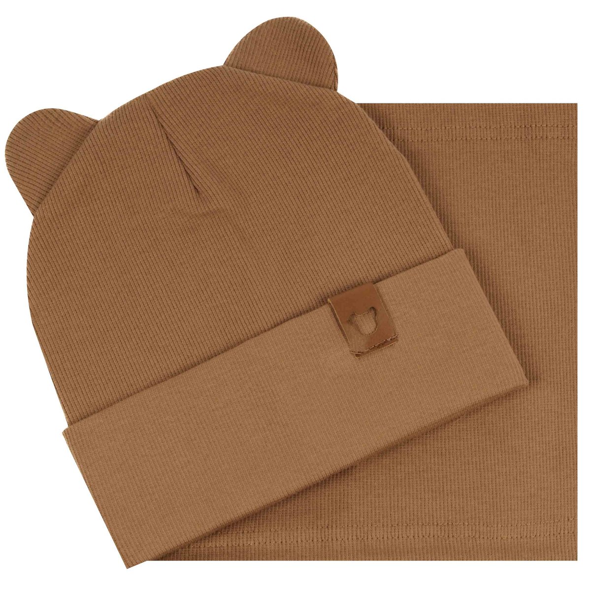 KOMPLET DZIECIĘCY Z USZKAMI WIOSENNY JESIENNY CZAPKA + KOMIN PRĄŻEK 40-44