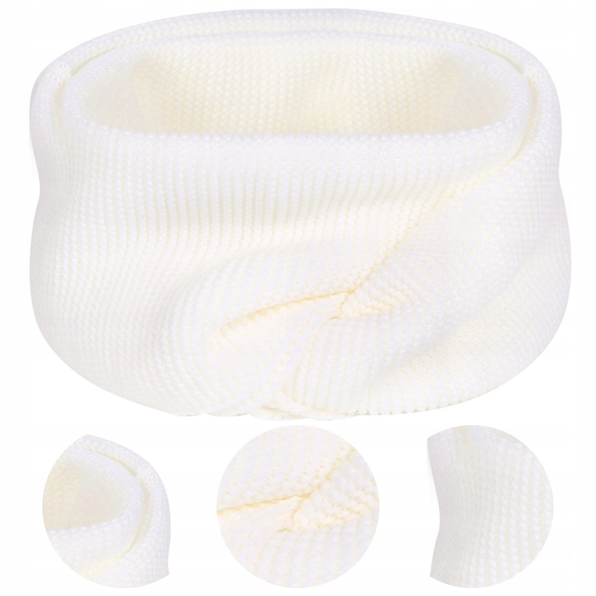 KOMIN TUBA DAMSKI JESIENNY ZIMOWY UNISEX 140x40cm ECRU BEŻOWA